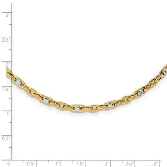 Leslie's 14K Two-tone Polished Link 18 inch Necklace Necklaces